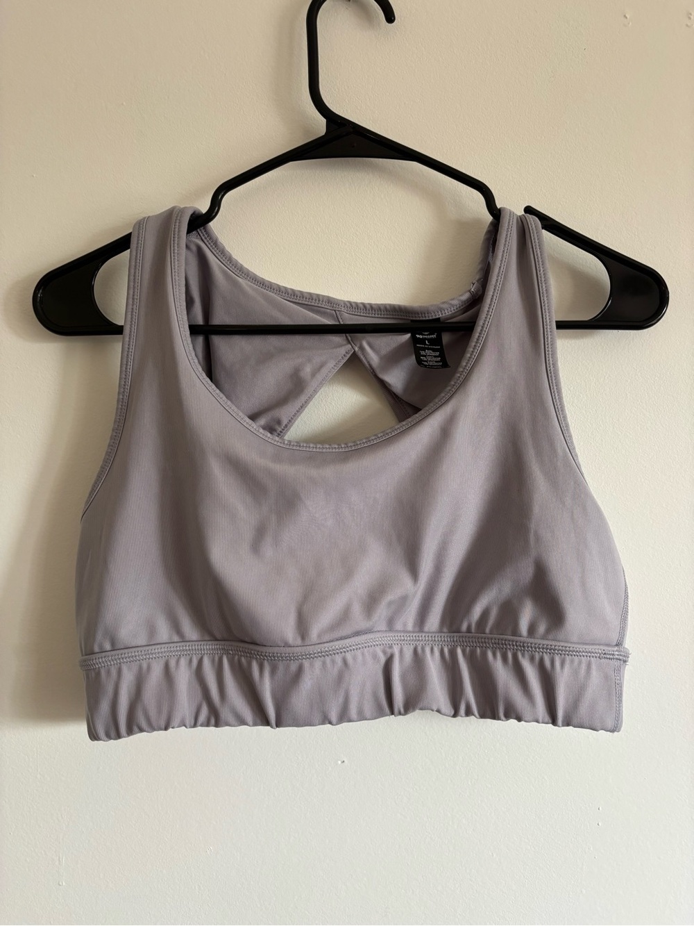 90 Degree By Reflex Lavender Gray High-Neck Sports Bra with Cutout Back